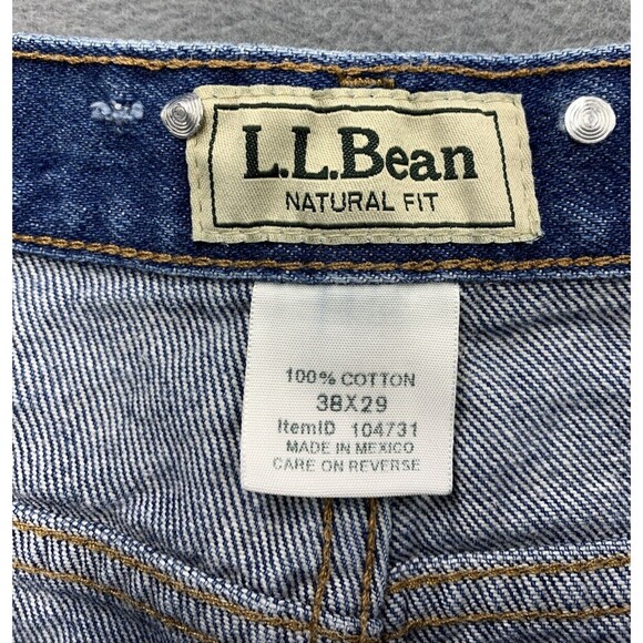 LL Bean Natural Fit Denim Jeans Men's Size 38X29 Distressed Suspender Buttons - Picture 3 of 16